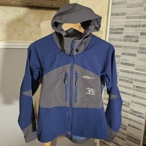 Chlorophylle‎ Women's Windbreaker Jacke Rain Hooded Nylon Coat Sz XS Blue Gray